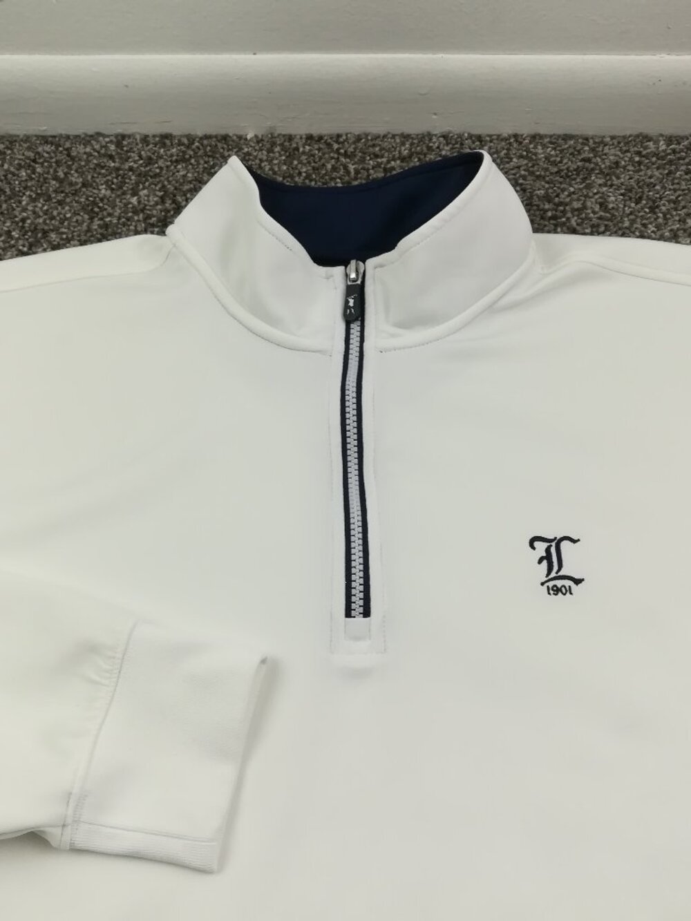 Llanerch Country Club Jacket F&G Tech Performance 1/4 Zip White Mens XL